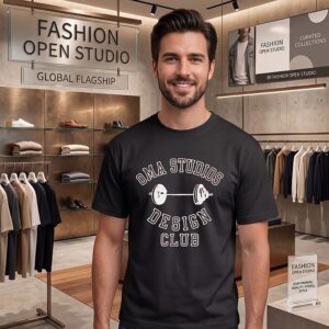 Oma Studios Club Gym Weightlifting Barbell T-Shirt