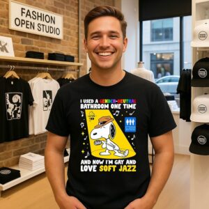 Snoopy I Used A Gender-Neutral Bathroom One Time And Now I’m Gay And Love Soft Jazz T-Shirt