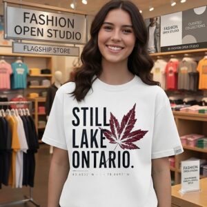 Still Lake Ontario With Coordinates Great Lakes T-Shirt