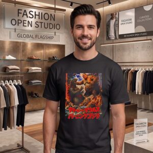 Tattoo-Saurus Vs Burning Godzilla Movie Poster T-Shirt