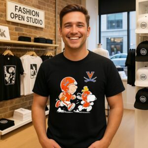 Virginia Cavaliers X Charlie Brown Woodstock And Snoopy Football Running NCAA T-Shirt