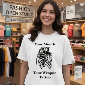 Your Month Your Weapon Tattoo Grenade Ribcage T-Shirt