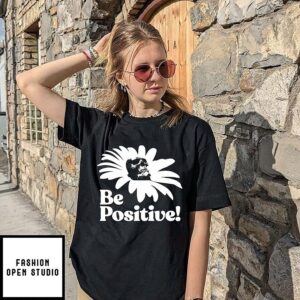 Be Positive Skull Daisy Flower Goth T-Shirt