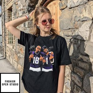 Justin Jefferson And Kyler Murray Minnesota Vikings Smoking Middle Finger T-Shirt