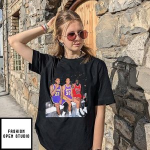 Michael Jordan Kareem Abdul-Jabbar Lebron James Smoking Concrete Ledge T-Shirt