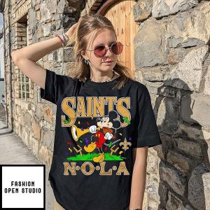Mickey Mouse X New Orleans Saints Nole Disney Cartoon T-Shirt