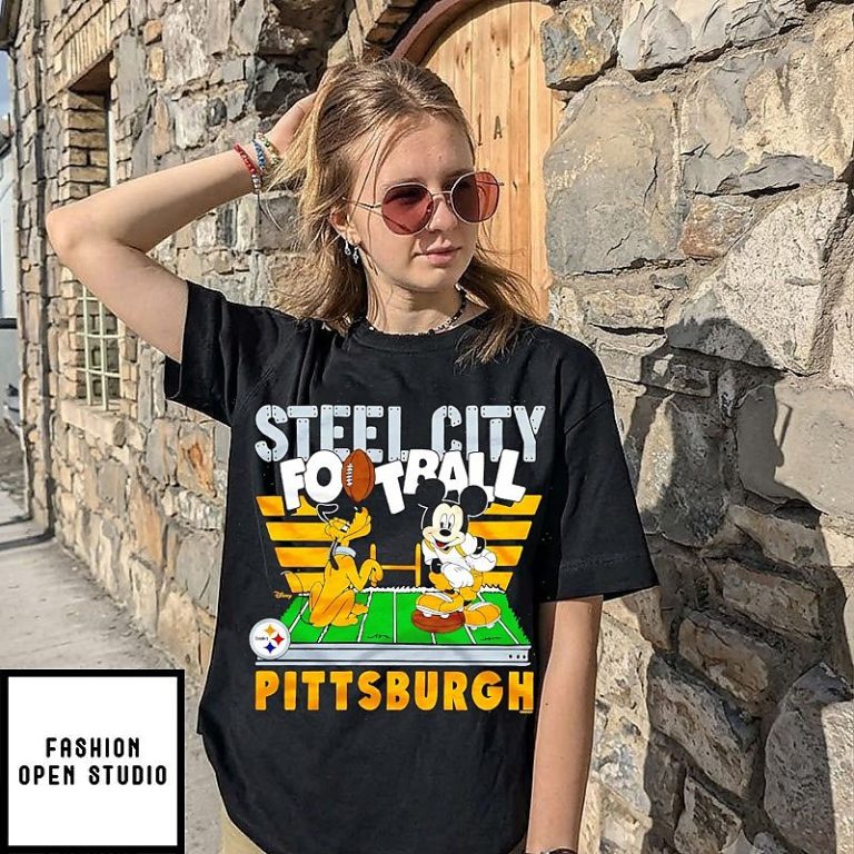 Mickey Mouse X Pittsburgh Steelers Steel City Football Disney Cartoon T ...