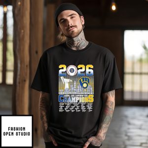 Milwaukee Brewers 2026 Nlcs Champions Players Name City Skyline Signatures T-Shirt