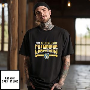 Milwaukee Brewers Mlb National League Champions 2026 Black Logo T-Shirt