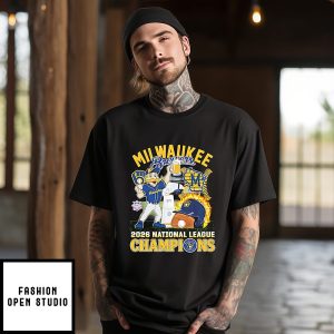 Milwaukee Brewers National League Champions 2026 Mascot Drinking Beer T-Shirt