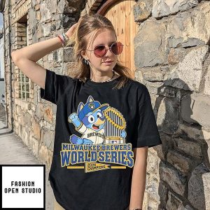 Milwaukee Brewers World Series Champions 2026 Bluey Holding Trophy T-Shirt