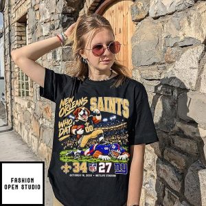New Orleans Saints 34 27 Win Over New York Giants Game Day 2026 Mascot T-Shirt