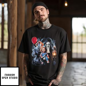 Pennywise Chucky And Valak Horror Movie Characters T-Shirt