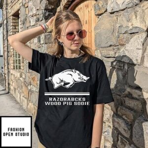 Ryan Silverfield Wearing Arkansas Razorbacks Woo Pig Sooie T-Shirt