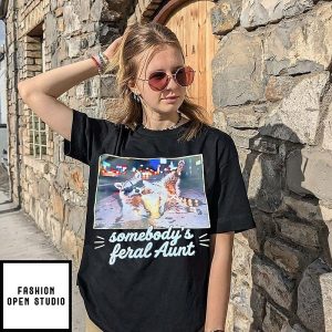 Somebody’s Feral Aunt Raccoon Drinking Iced Coffee T-Shirt