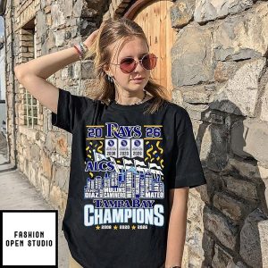 Tampa Bay Rays American League Champions 3-Time 2008 2020 2026 Players Name City Skyline T-Shirt